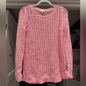 Talbots Pink Crew Neck Sweater Chunky Knit
